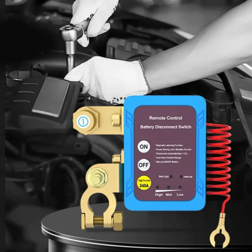 12V 240A Remote Battery Kill Switch - Automatic Power Cutoff For Cars, Trucks & Boats