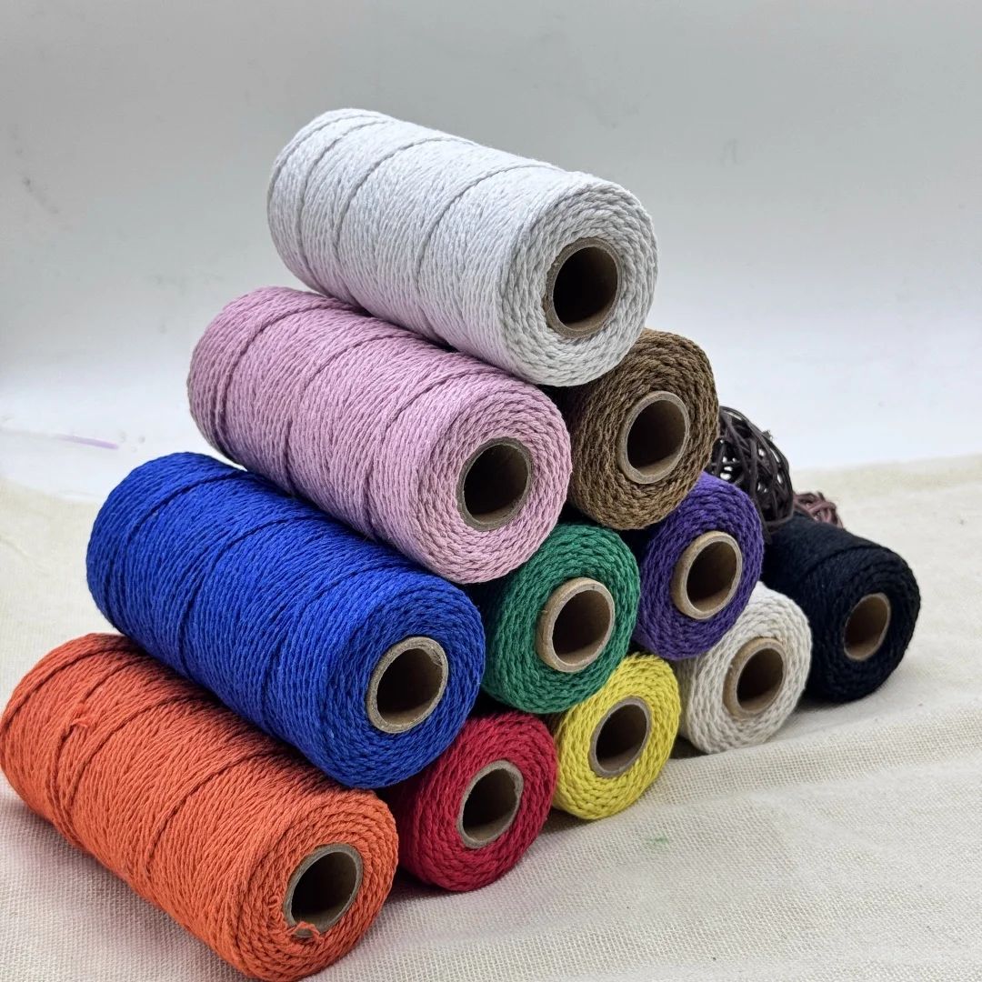 2mm 100M(3937") Cotton Macrame Cord Rope String Twisted Twine Braided Crafts Handwork DIY Home Textile Christmas Party Decor