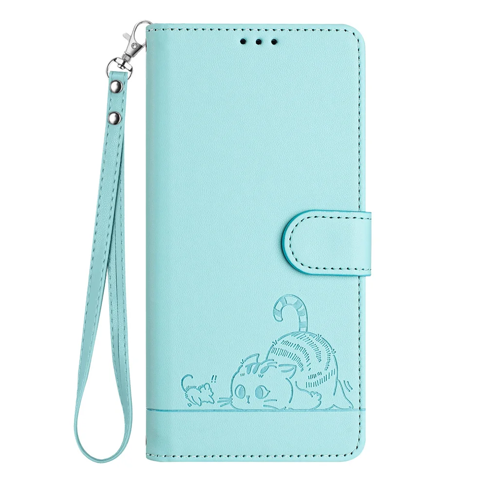 Cat Design Flip Wallet Leather Phone Case - Magnetic Protective Cover