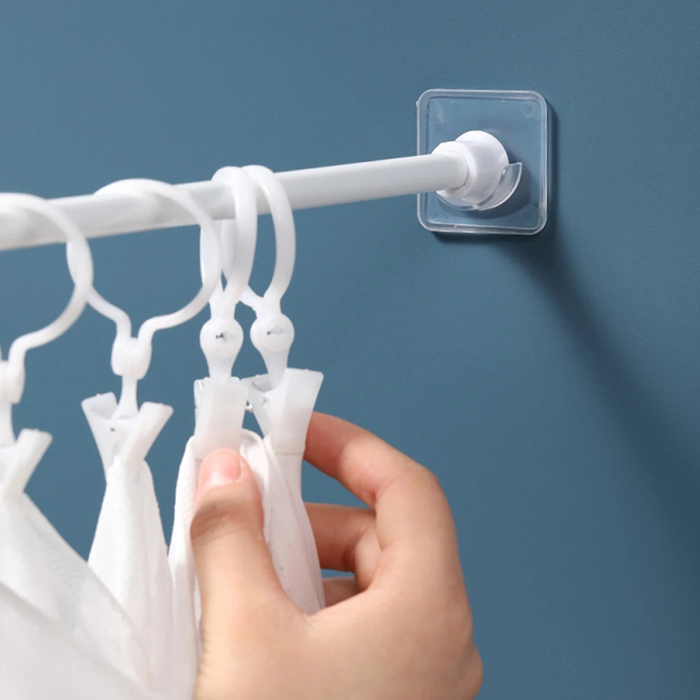 2/4pcs Self-Adhesive Curtain Rod Bracket Wall Drapery Hook Holder Pole Brackets Window Treatments Hardware Curtain Rods