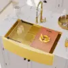 33 Inch Luxury Gold Farmhouse Sink Workstation undermount 16 Gauge Stainless Steel Apron Front Gold kitchen Sink 2