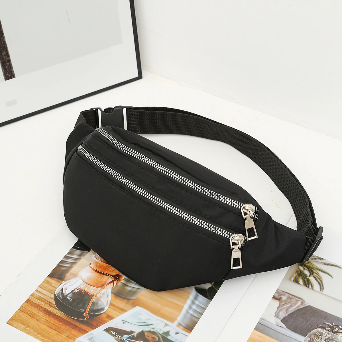 1 Pc Minimalist Multiple Pockets Nylon Waist Bag - Lightweight Bum Bag Crossbody Bag For Women Men For Sports/Daily Use 1