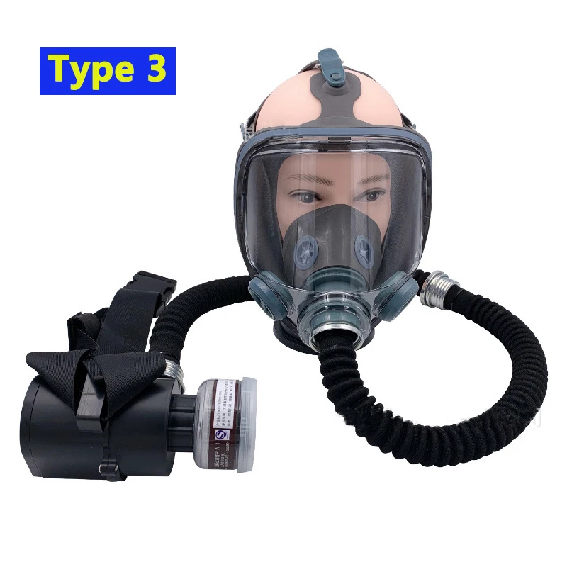 

Portable Electric Powered Air Supply Full Face Labor Industry Anti-Spray Paint Pesticide Gas Mask Respirator And Fan Accessory