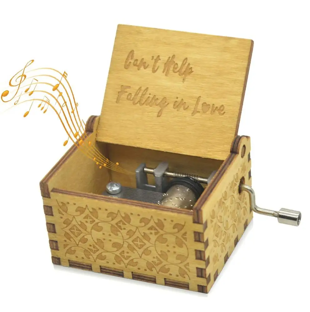 1PCS Wooden Music Box Personalized Music Box Hand-Cranked Antique Music Box Gifts For Wife Home Decoration 3