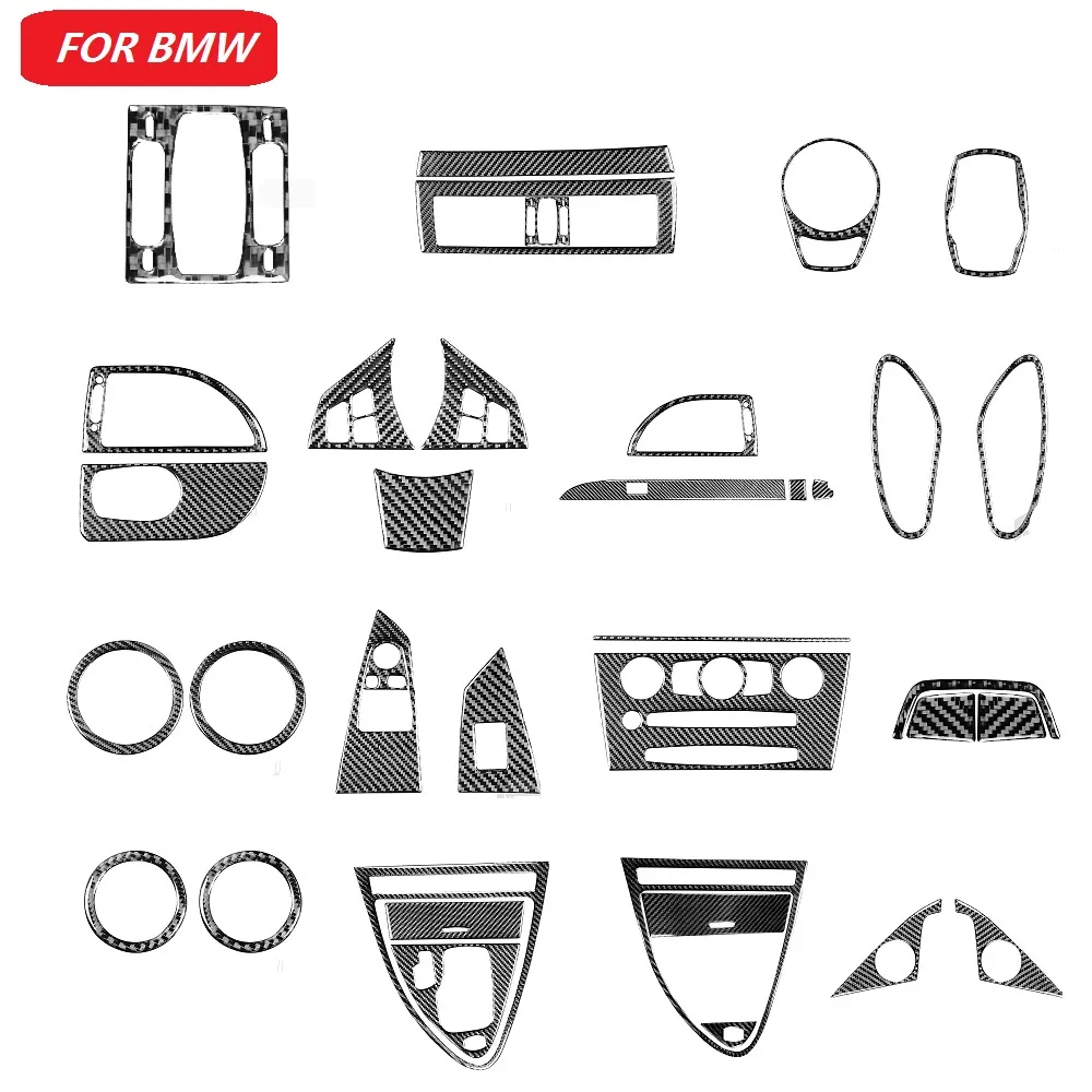 

Carbon Fiber Interior Sticker Steering Wheel Gear Box Door Air Vent Radio Panel Cover Trim For BMW 6 Series M6 E63 E64 2004-2010