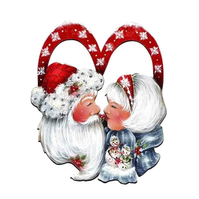 

Christmas Santa Love Holiday Wreath for Xmas Party Festival Home Front Door Farmhouse Decoration Pendant Ornament