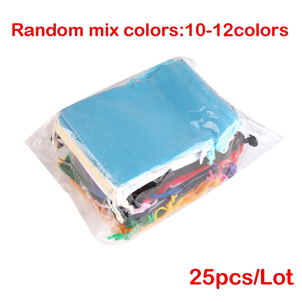 Set of 25 Colorful Velvet Drawstring Gift Bags for Jewelry Packaging and Display