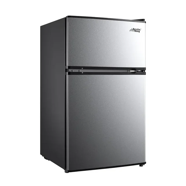 3.2 Cu ft Two Door Mini Fridge with Freezer Stainless Steel E-Star 2