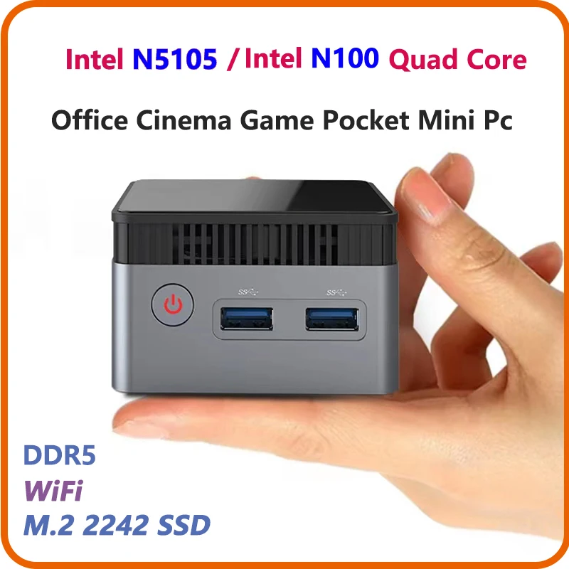 ZX01 PLUS Intel N100 Pocket Mini PC Windows 11 DDR5 12GB 256GB Wifi5