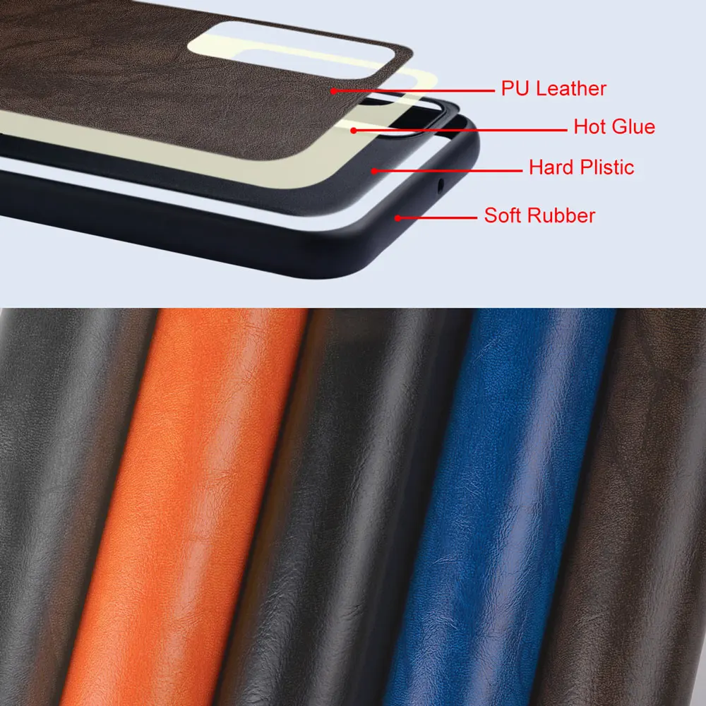Luxury Solid Color Leather Phone Case - Premium Back Cover