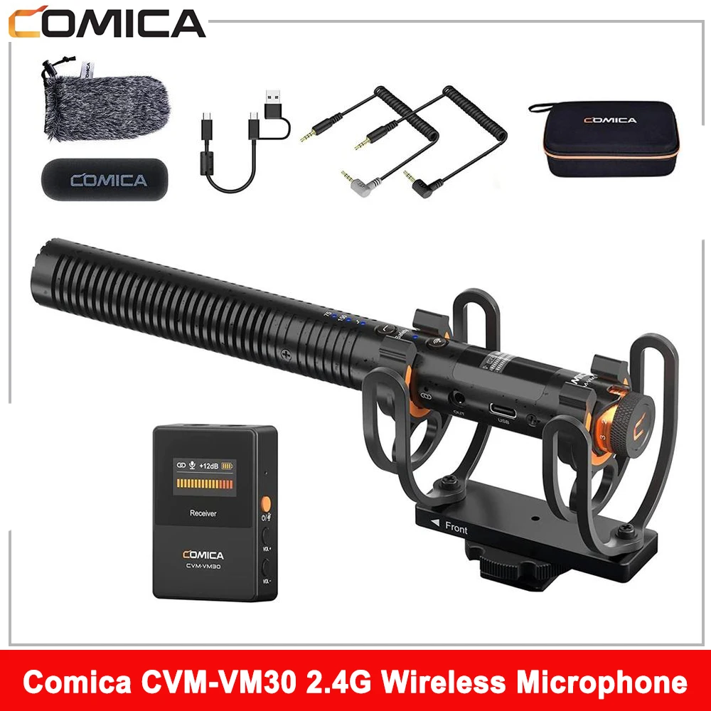 Comica-ワイヤレスShotgunマイク,cvm vm30,2.4g,dslrカメラ