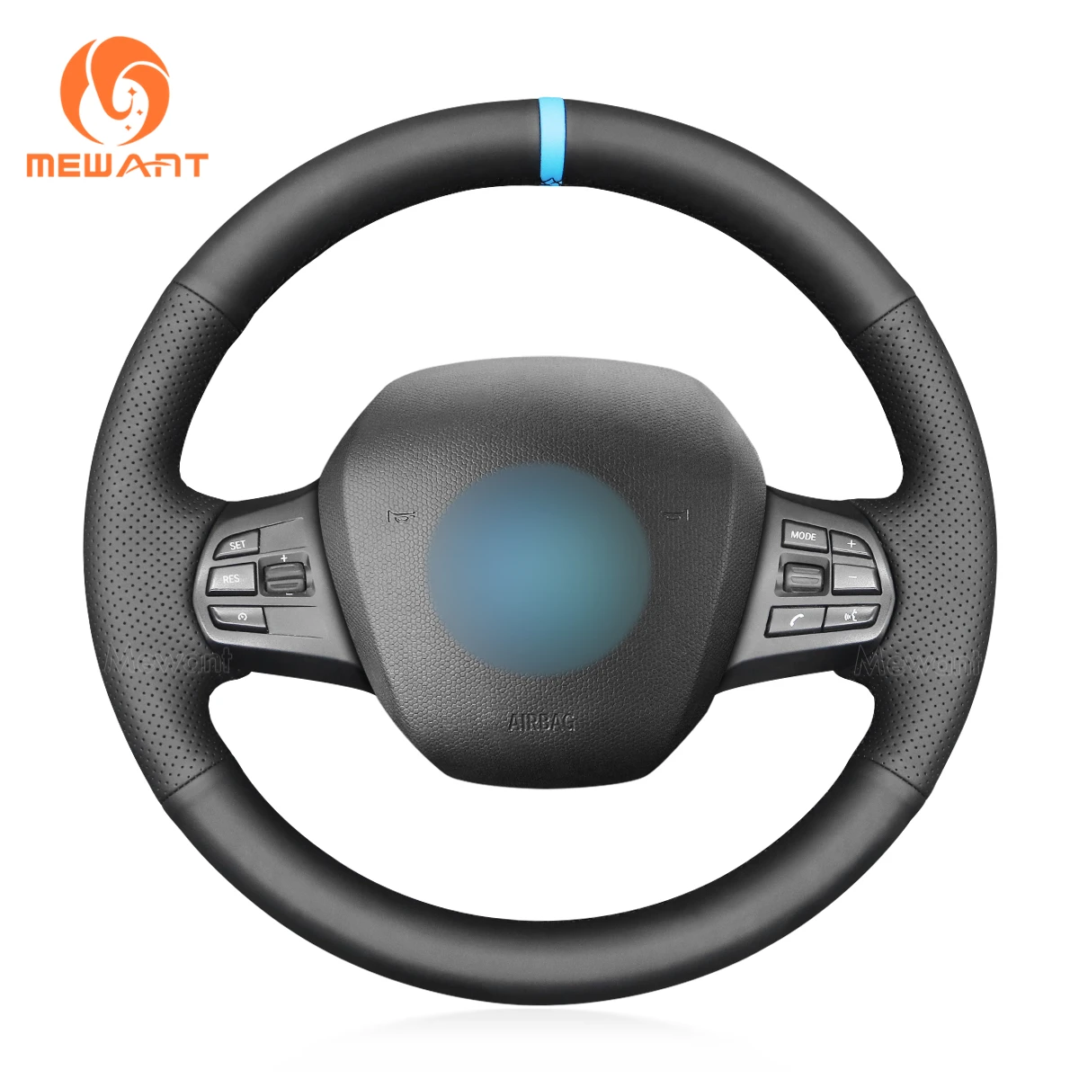 MEWANT Black PU Leather Car Steering Wheel Cover for BMW i3 2013-2022