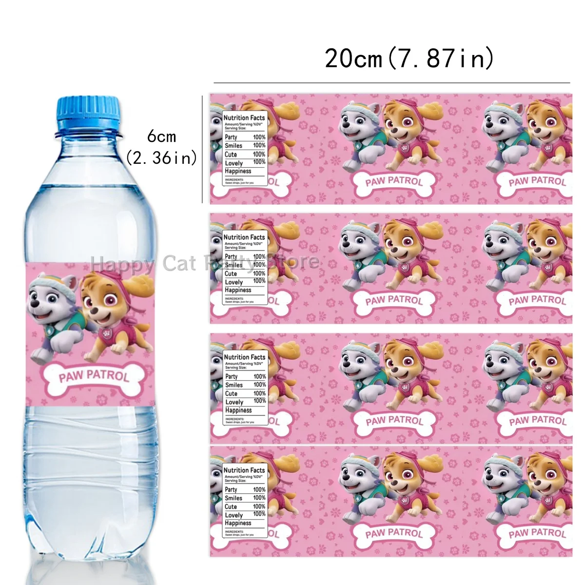 thumbnail image 1 of Etiqueta para botella de agua de la Patrulla Canina, decoración de cumpleaños, pegatinas para envolver botellas de perro, vasos de agua para botellas, regalos para niños, suministros para fiestas, 1 of 5