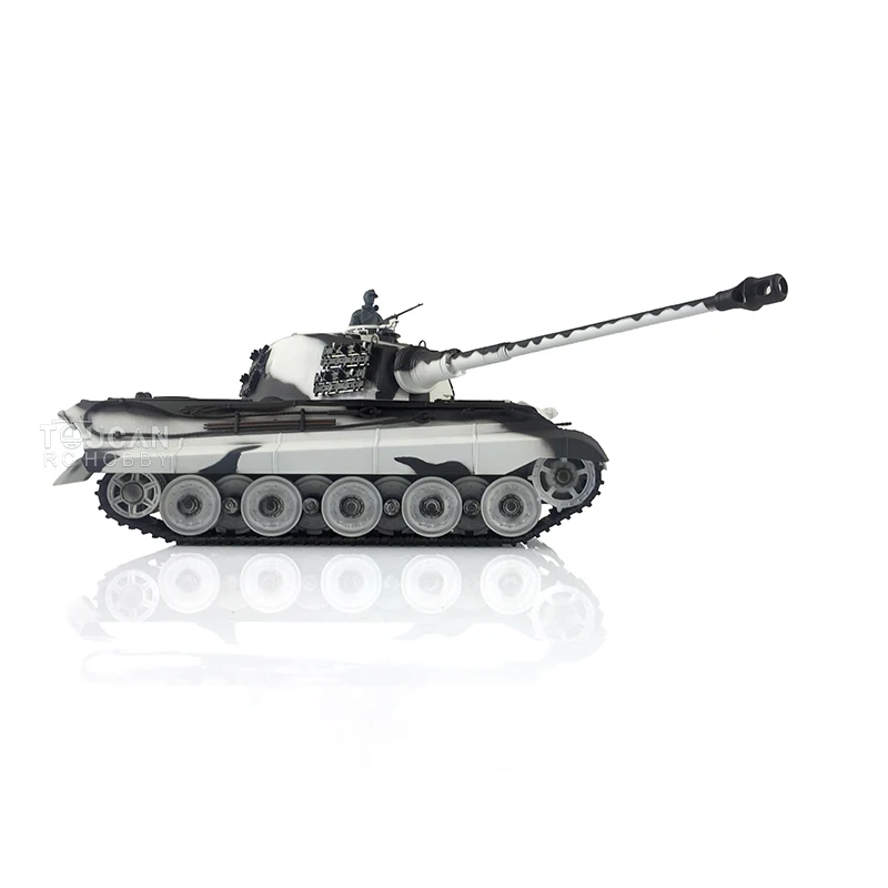 HENG LONG 1/16 7.0 Upgraded King Tiger RC Tank 3888A 360° Turret Barrel Recoil Tiger II White Steel Tracks BB Unit Toys TH19728 5