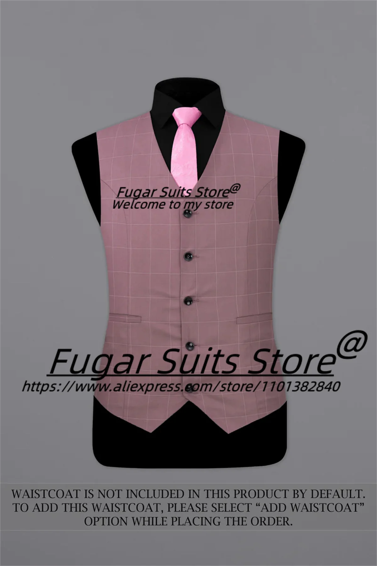 Handsome Pink Plaid Men Suits Custome Made High Qubility Best Man Wedding Tuxedos 3 Pcs Sets Business Male Blazer Costume Homme