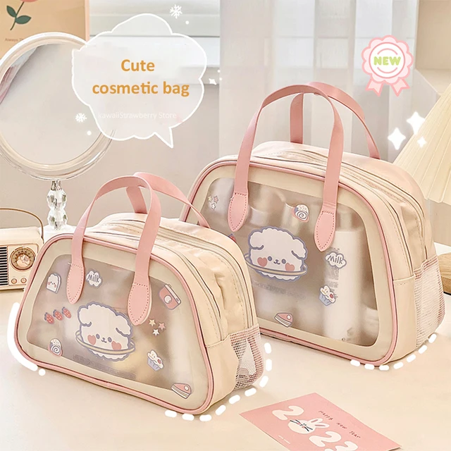 Candy Cute Cosmetic Bags Candy Color Clear Mesh Cosmetic Bag Cute
