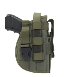 Universal Tactical Gun Holster with Ammo Pouch - Molle Modular Belt Attachment (Green)