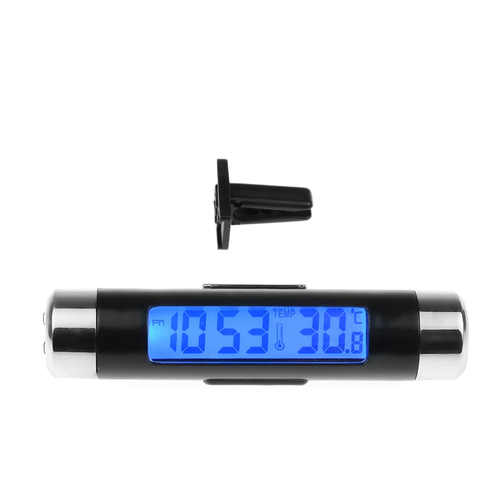 

Car 2 In 1 Thermometer Clock LED Digital Display Blue Backlight Support Air Outlet Car Accessories High Quality Free Shipping