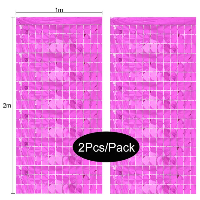 2Pack Party Backdrop Metallic Foil Fringe Tinsel Curtain Adult Kids Birthday Party Wedding Decoration Baby Shower Favor Supplies purple