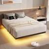 Full Size Floating Bed Frame with USB Charging Station and Smart LED Lights, Heavy Duty Mectal Platform Bed Frame 1