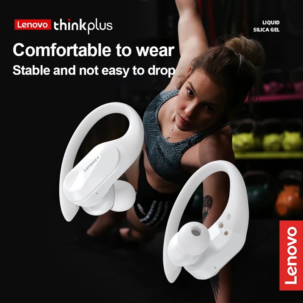 Lenovo LP75 auriculares inalámbricos deportivos con micrófonos, Control de botones, pantalla de alimentación LED, sonido estéreo de alta fidelidad auriculares Bluetooth 5,3 TWS - Imagen 5
