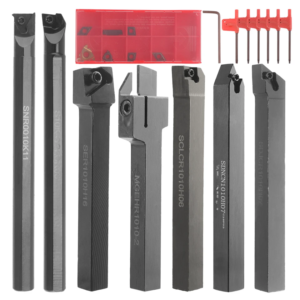 9-Piece Indexable Lathe Tool Set - 3/8" Shank Carbide Turning Tools