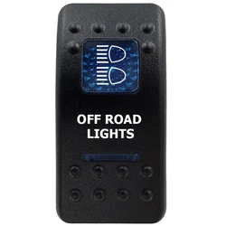 Marine Grade Waterproof Rocker Switch with Blue LED Light Bar, 12V, ON/OFF Options (OFF ROAD LIGHT)
