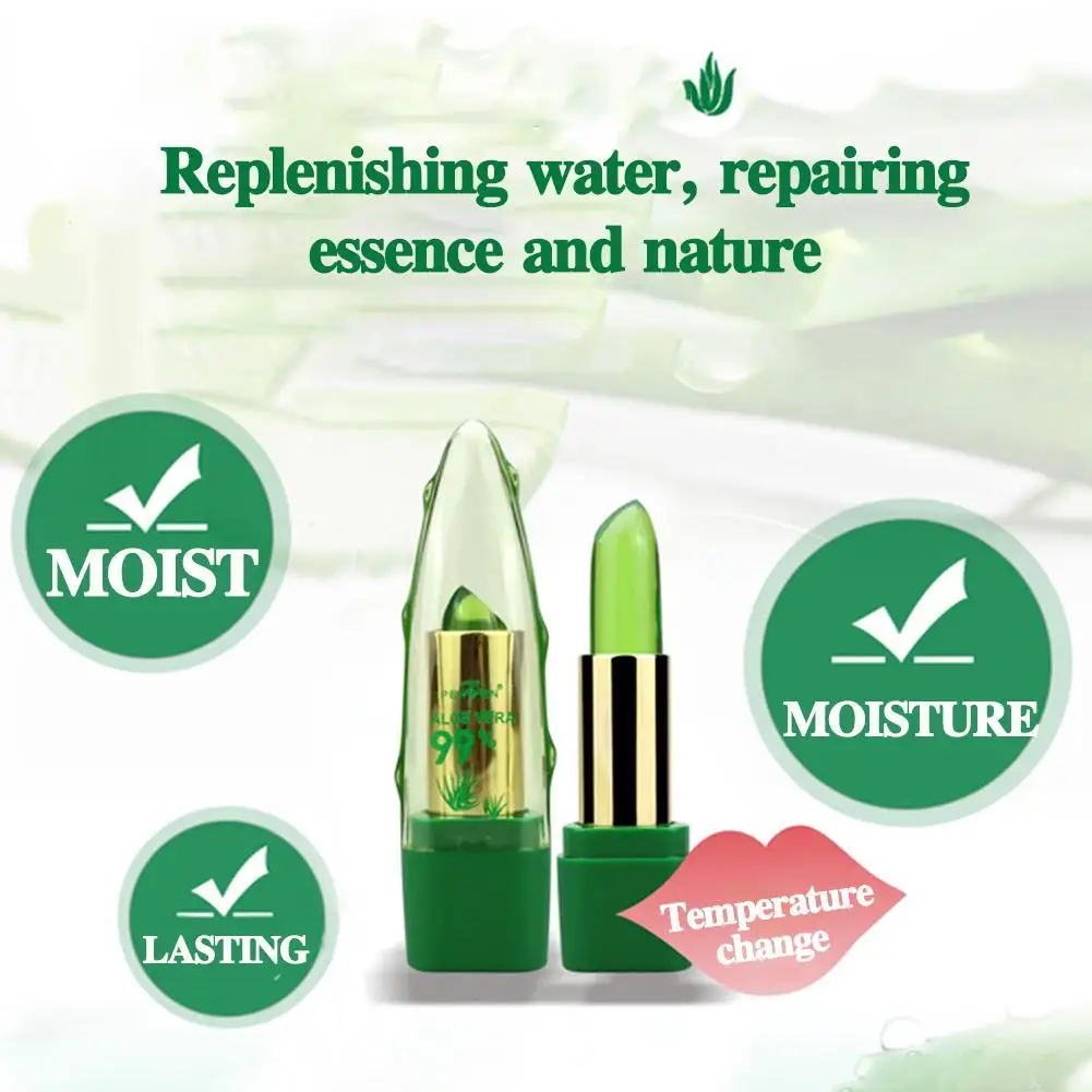 1PCS Brand Aloe Vera Natural Moisturizer Lipstick Temperature Changed Color Lipblam Natural Magic Pink Protector Lips Cosmetics lip balm lip makeup