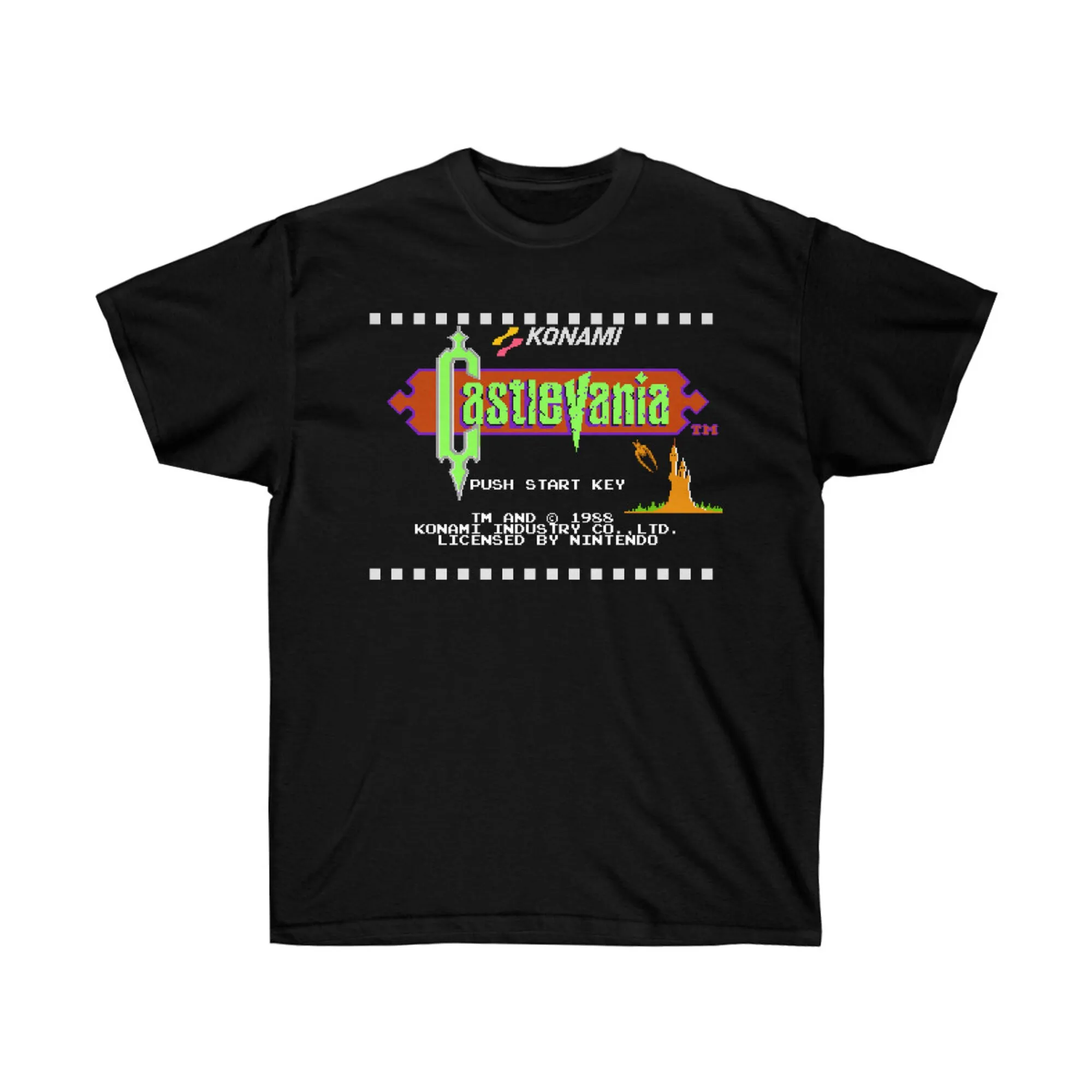 Castlevania 1 стартовый экран NES Famicom game 8-битная сценическая футболка аркадный классический винтажный Ретро дизайн все размеры