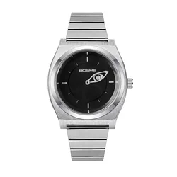 Vintage Stained Glass Dial Men's Quartz Wristwatch - Minimalist Stainless Steel Band, Fashion Casual & Waterproof Design (Black)