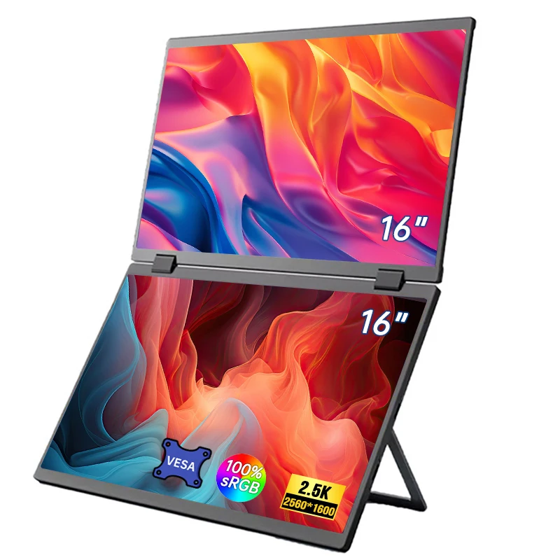 16 Inch 2.5K Dual Screen Portable Monitor 2560*1600P 16:10 100%sRGB ...
