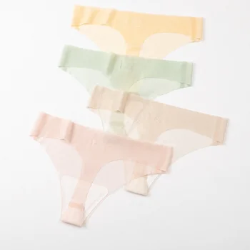 3pcs Ultra-thin Panties Women Seamless Ice Silk Underwear Girl Breathable Invisible Underpant Yoga Sport Fitness Low Waist Brief