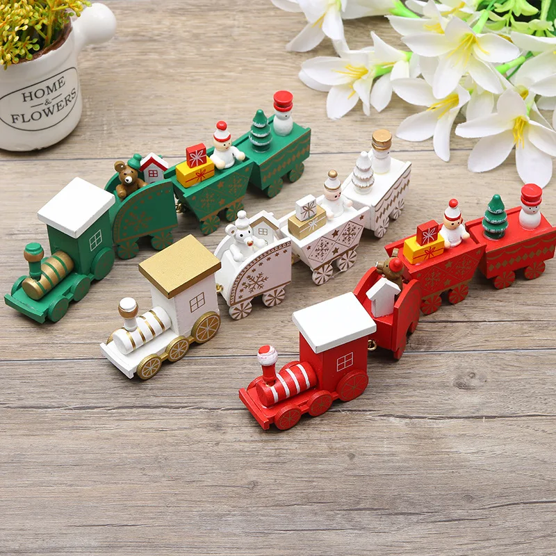 

Christmas Wooden Train Set Merry Christmas Ornament Kids Toys Christmas Decorations For Home Navidad Xmas Decor New Year Gifts