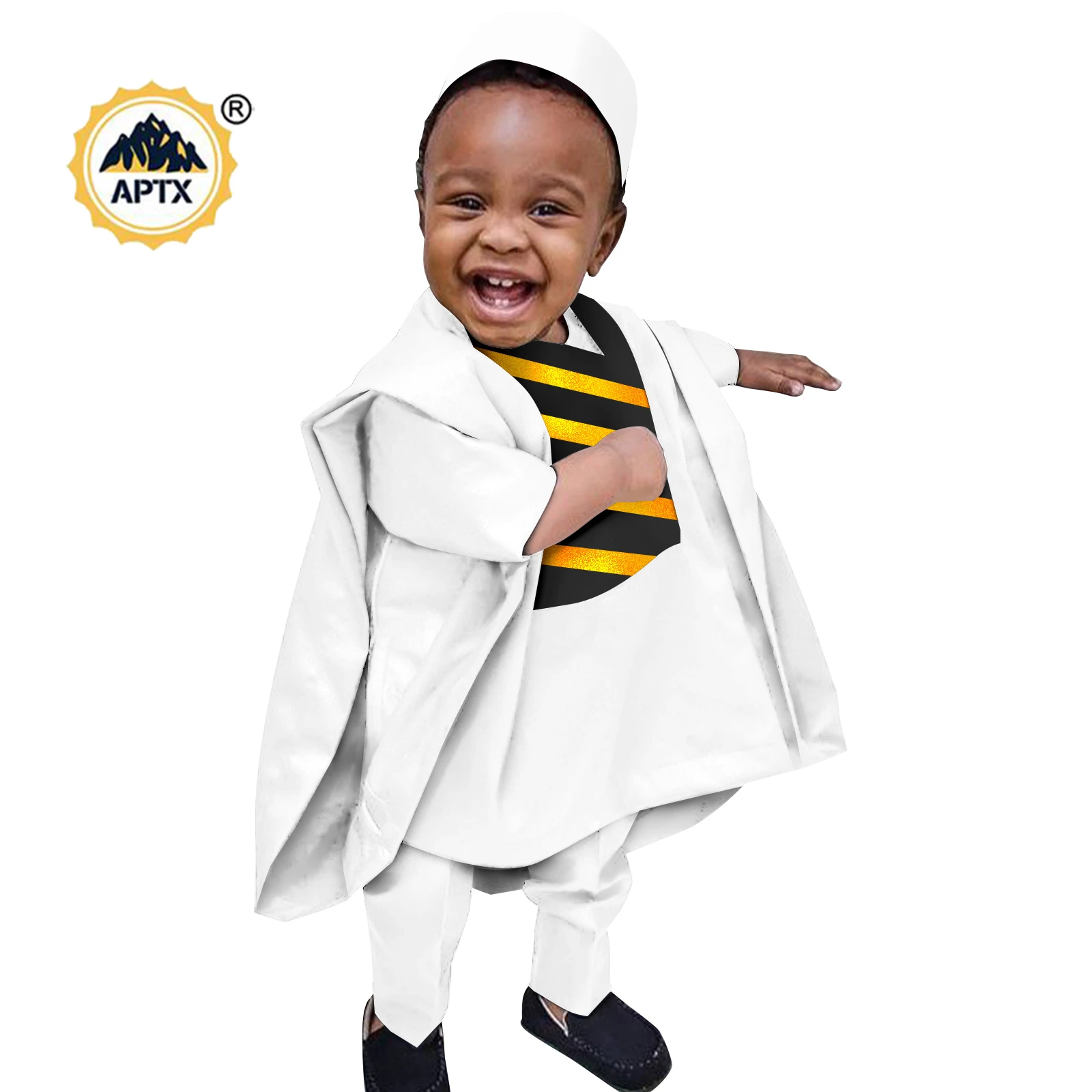 Africa Boys Outfits Print Wax African Style Clothes Kids Children 3 Pieces Traditional Shirt+Pants+ Hat Y224028