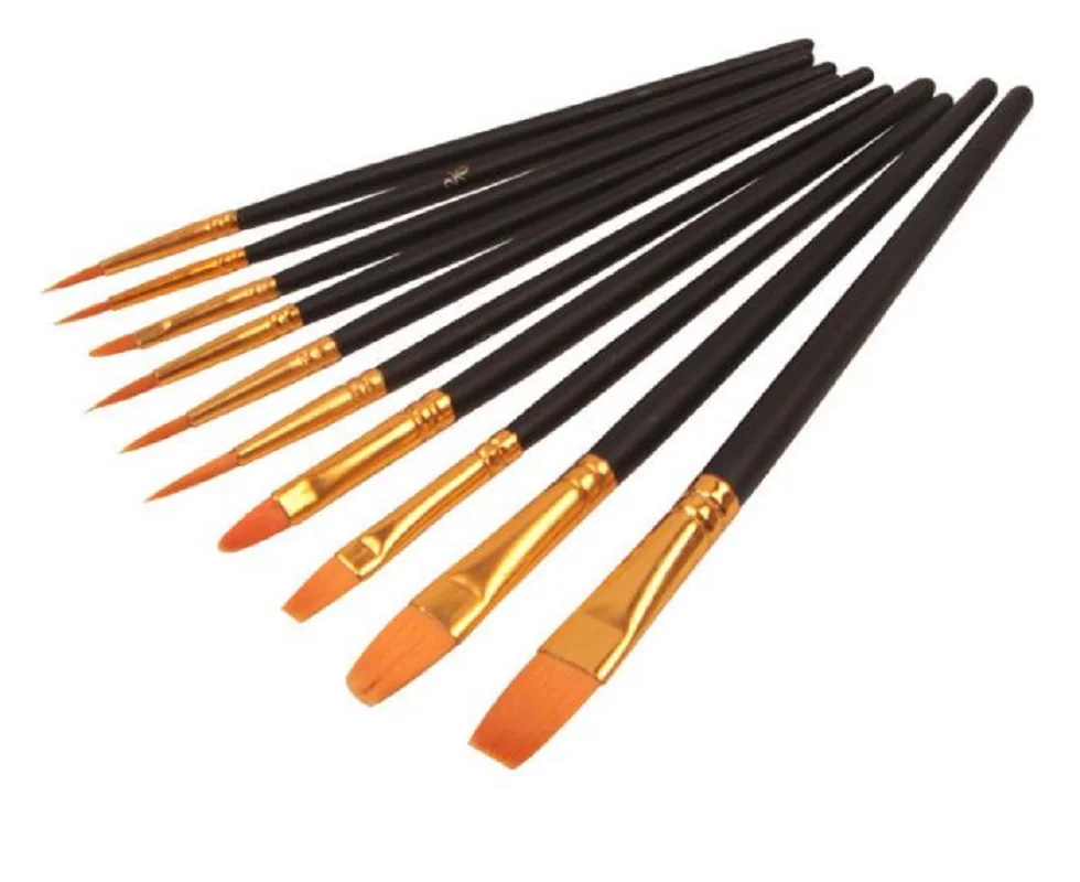 10pcsArtBrushesSuppliesStationeryArtistNylonPaintBrush