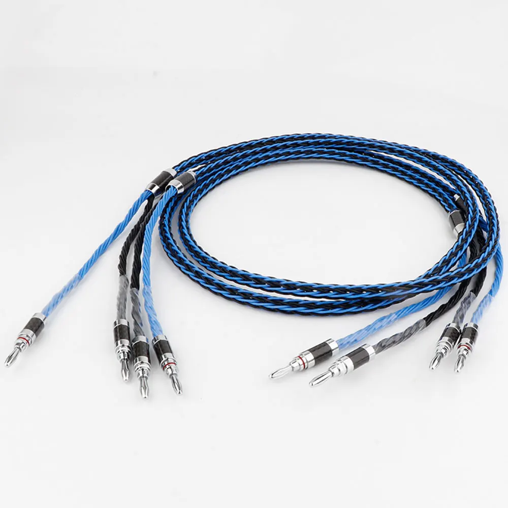 Paar 16-adriges Lautsprecherkabel Audio-Lautsprecherkabel HiFi-Verstärker-Lautsprecherkabel mit Bananenstecker und Y-Spade-Verbindung