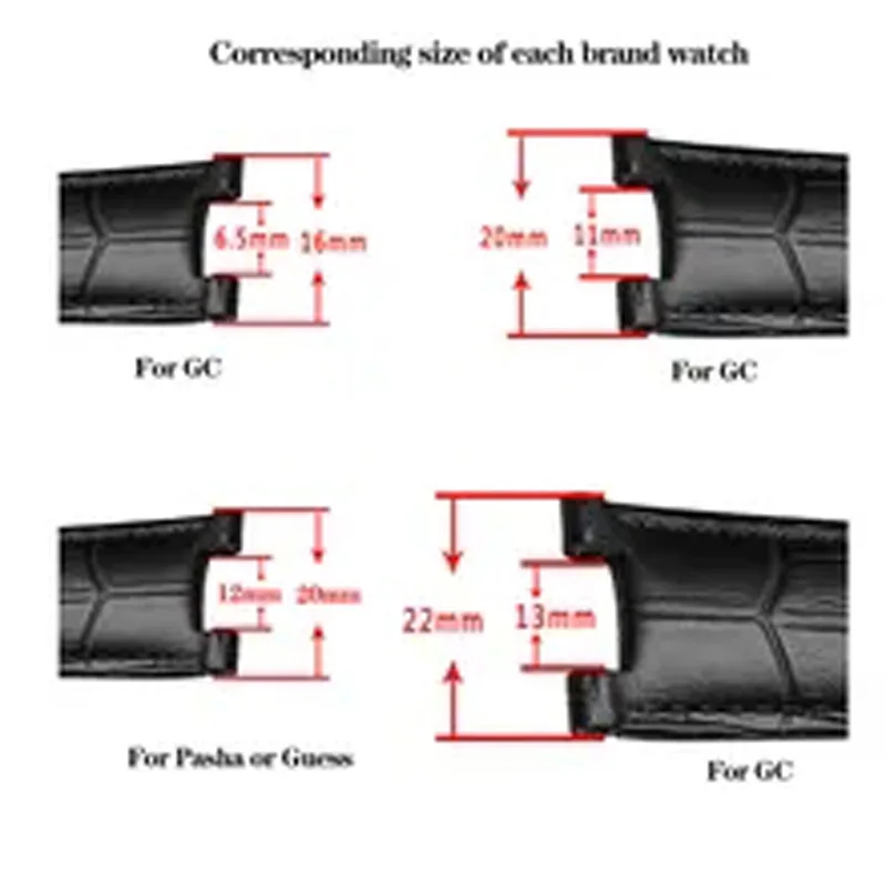 Genuine Leather Watchband with Stainless Steel Butterfly Buckle
