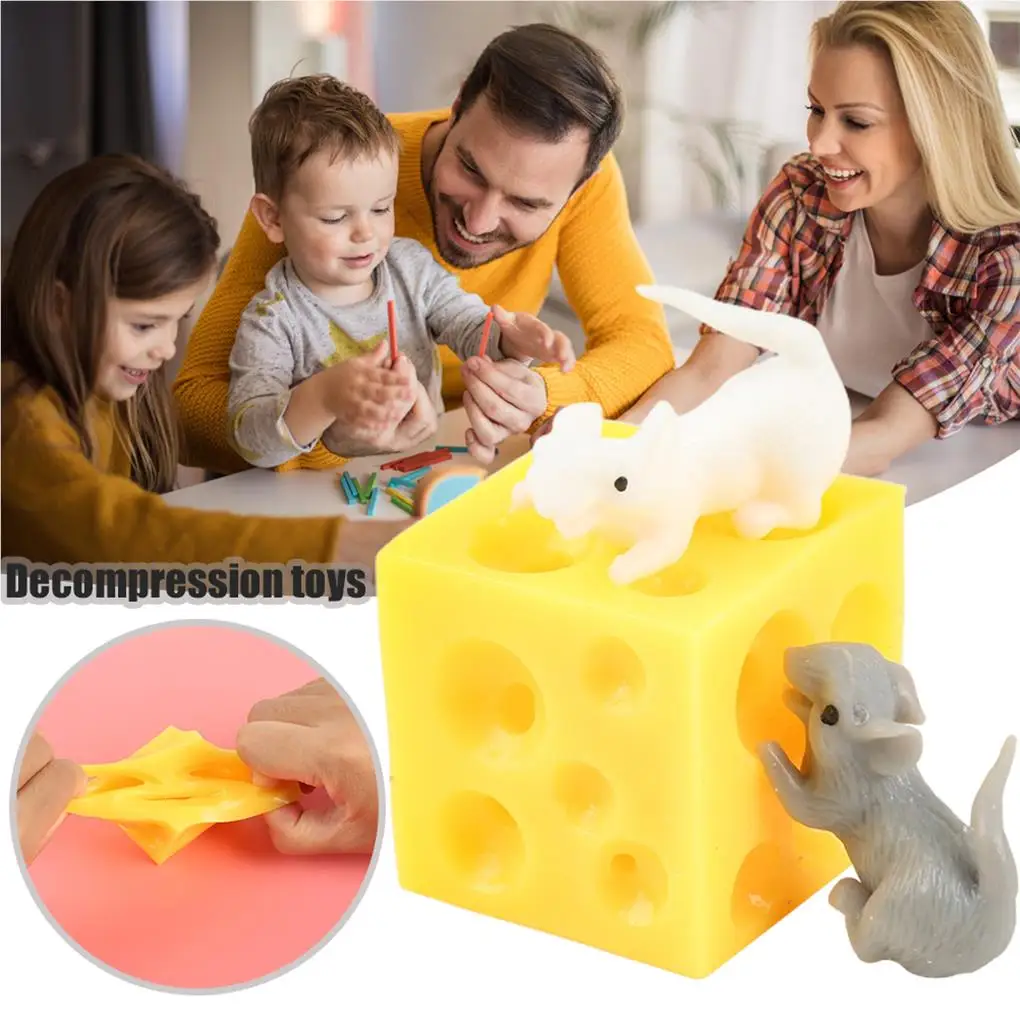 

Cartoon Cute Mouse Cheese Toy Portable Hide Seek Stress Relief Wear-resistant Decompression Toys for Kids Adult Gift