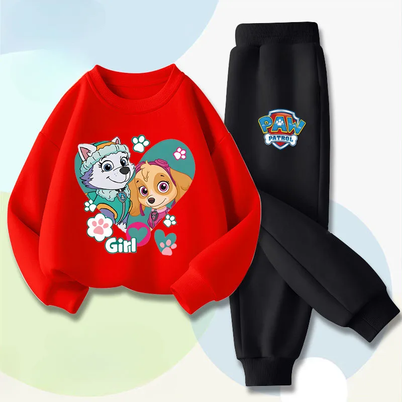 PAW Patrol Boys and Girls Casual Hoodies Sets Cartoon Printed Children's Pullover Long Pant Two Piece Suit Kids Sweatsuit 2