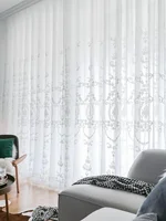 Sheer Modern Rural Style Diamond Shaped Minimalist Embroidery Net Curtain  Window White Embroidered Window 1