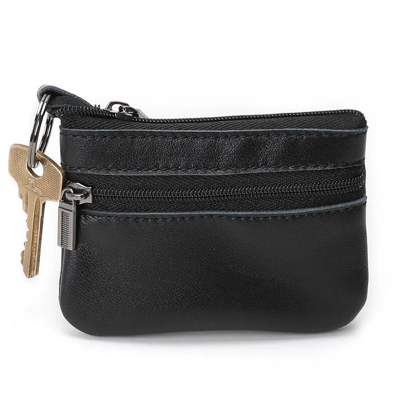 Mini Genuine Leather Wallet Simple and Portable Small Zipper Retro Coin Bag for Men and Women Slim Credit Card Holder coin purse coin wallet change bag card wallet women wallet