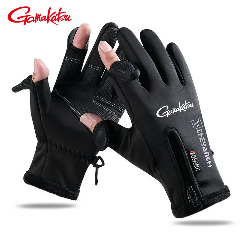 

Winter Outdoor Men Fishing Gloves Two-Finger Waterproof Touch Screen Thick Plus Fleece Non-Slip Full Finger Fishing Gloves