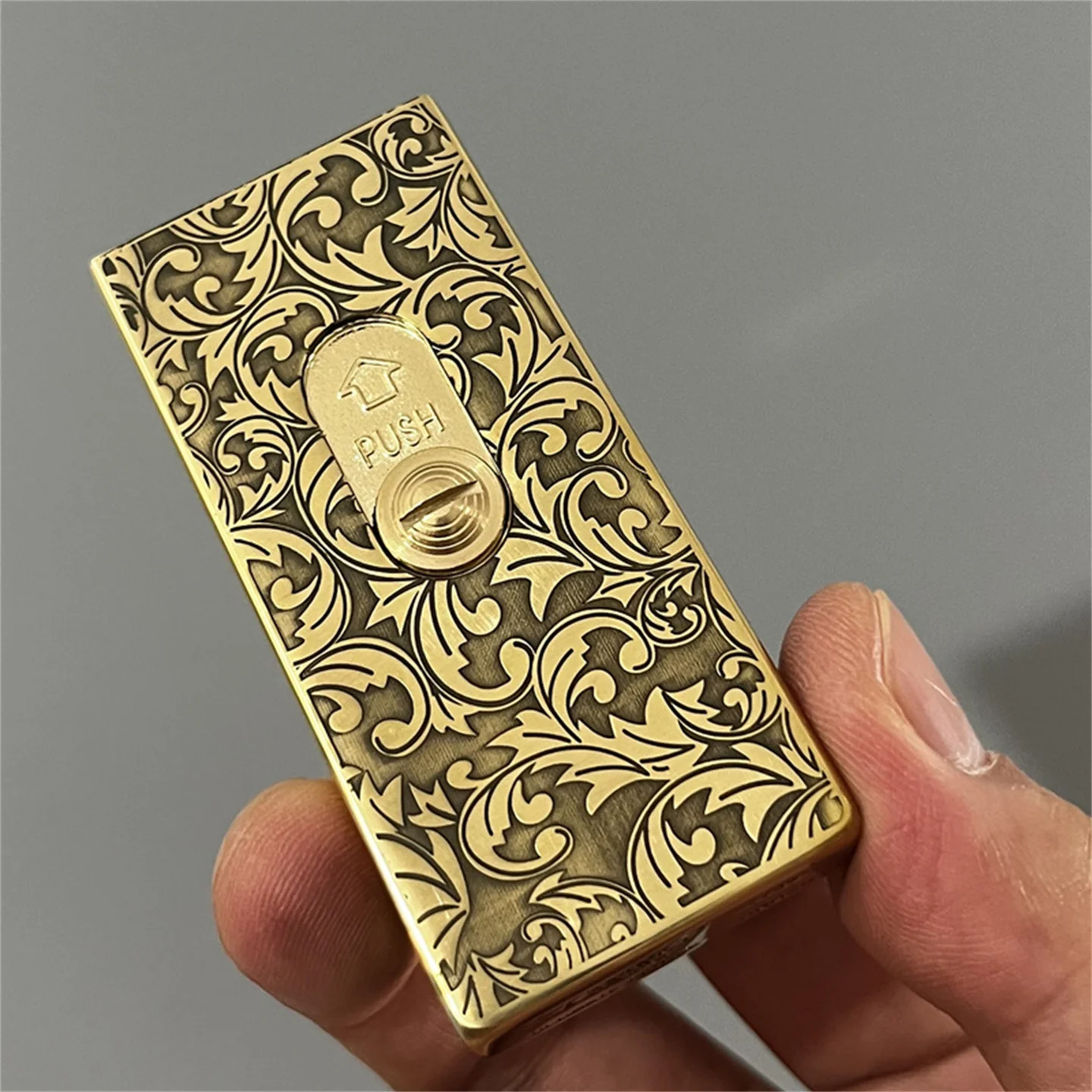 Lighter Lifting Pure Copper Carving Kerosene Lighter Push-Pull Ignition