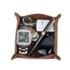 Creative Genuine Leather Valet Snap Tray Home Ofiice Desk Organizer Jewelry Pen Key Coin Desktop Storage Tray Folding Storage 3