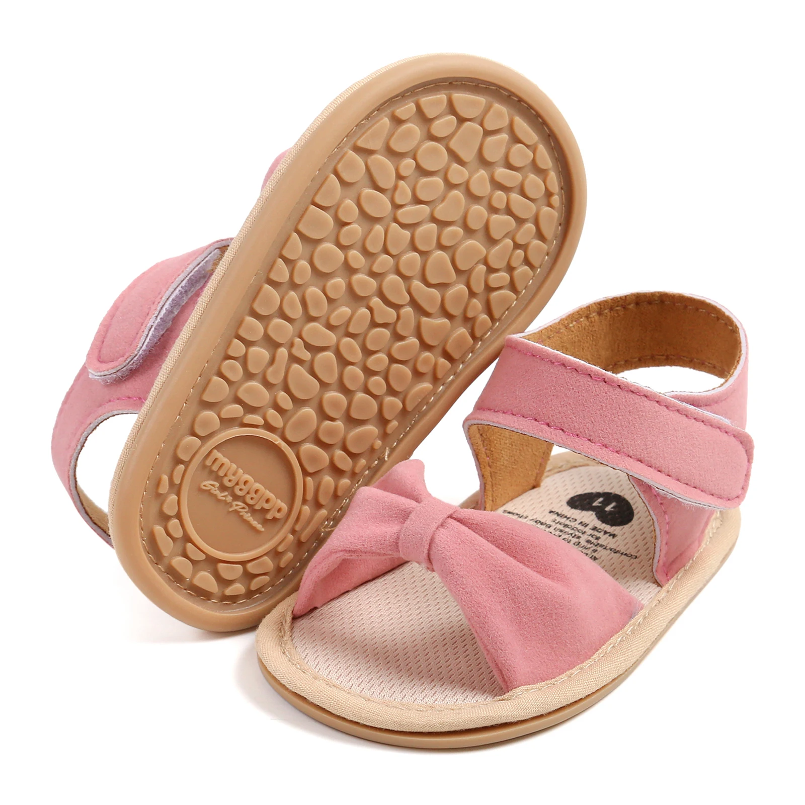 Cute Baby Girls Sandals Summer Kids Infant Shoes Breathable Soft Rubber Sole Non-Slip Open Toe Bow Shoes Newborn First Walker
