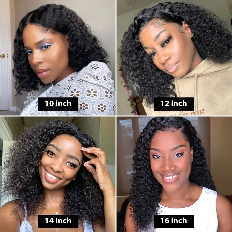 Brazilian Loose Deep Wave 13x6 Lace Frontal Human Hair Wigs 180% Transparent Water Curly Short Bob Wig Remy T Part For Women