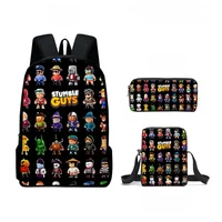 Anime kawaii Cartoon Stumble Guys Crash Party School Bag Kids Backpack Pencil Bag Kawaii Cartoon School Bag Mochila 2