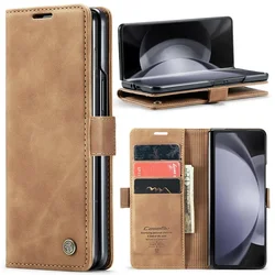 Premium Flip Leather Phone Case with Card Slots & Kickstand - Cash Pocket & Durable Protection - Galaxy Z Fold4 (Brown)