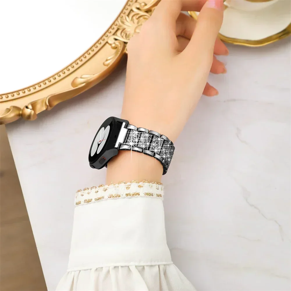 Elegant Diamond Stainless Steel Watch Band Bracelet - Premium Metal Strap Accessory
