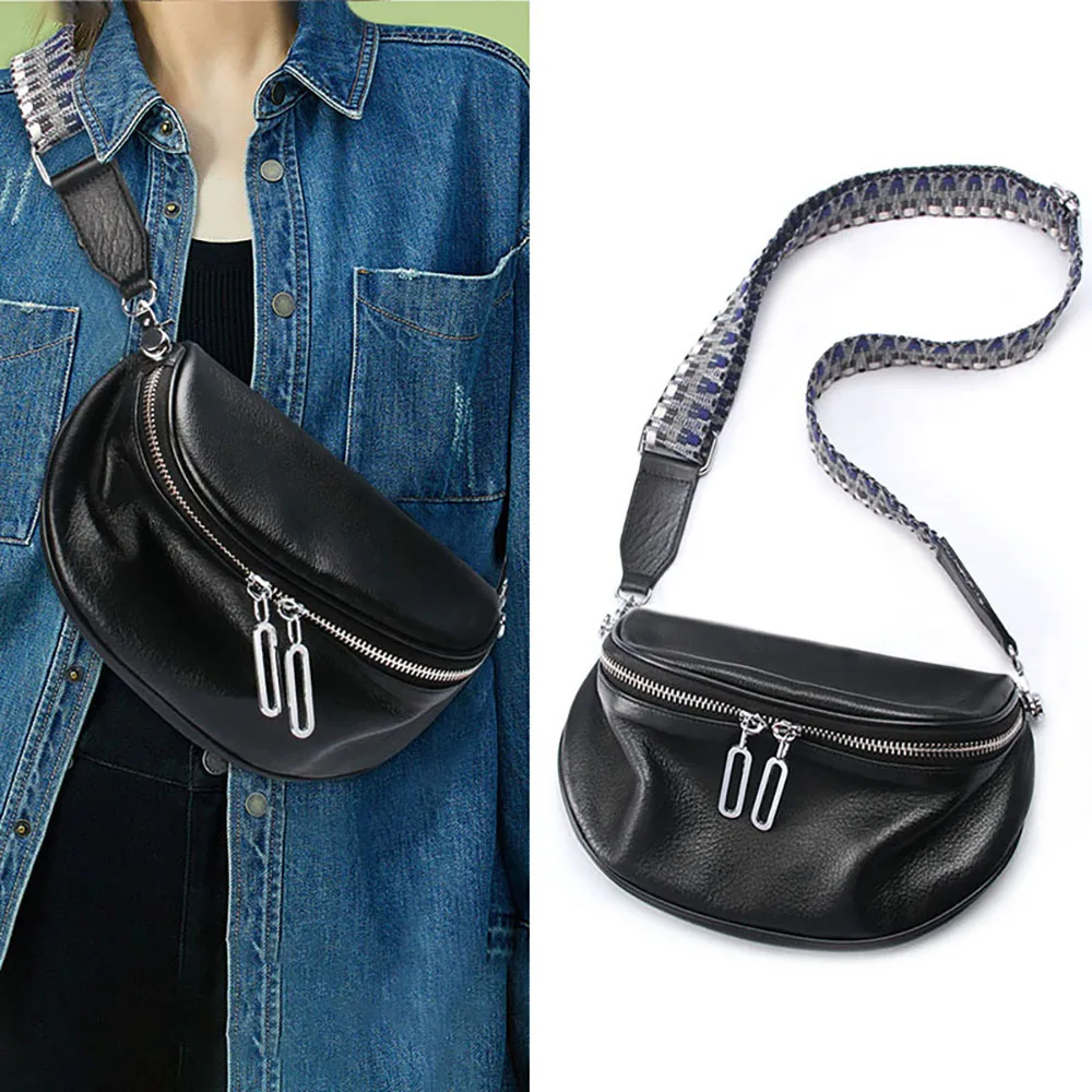 Riñonera de cuero genuino para mujer, bolso de cintura que combina con